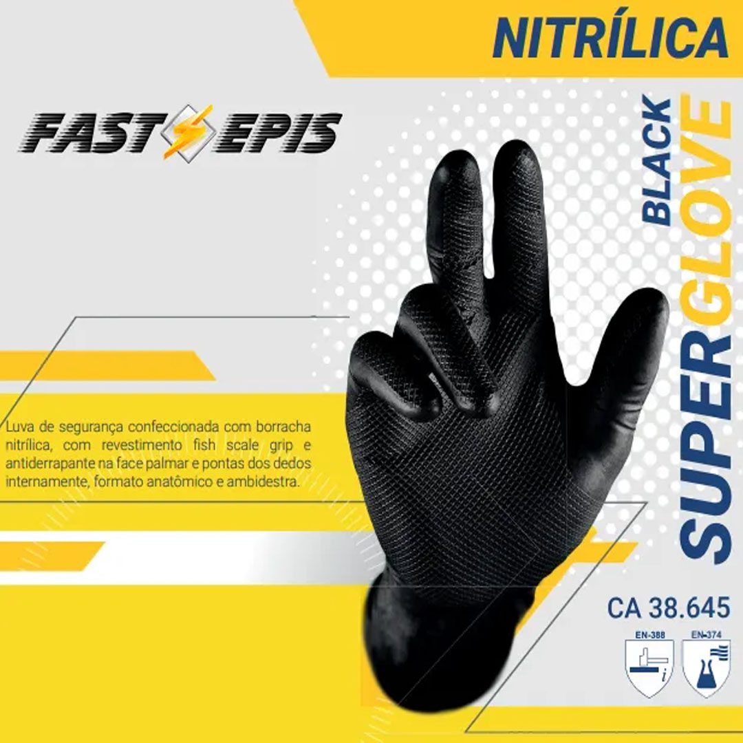 Caixa 50 Unidades Luva De Segurança Nitrilica Sem Pó Super Glove - Imagem 4