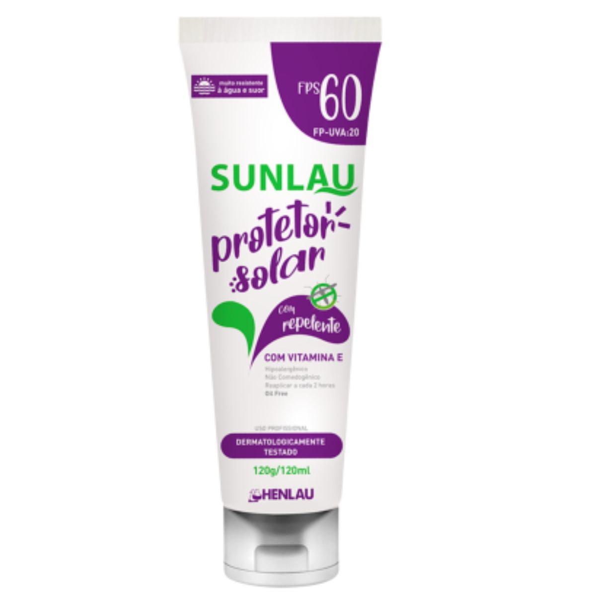 Creme de Protetor solar com repelente 120GR FPS 60 SUNLAU- HENLAU