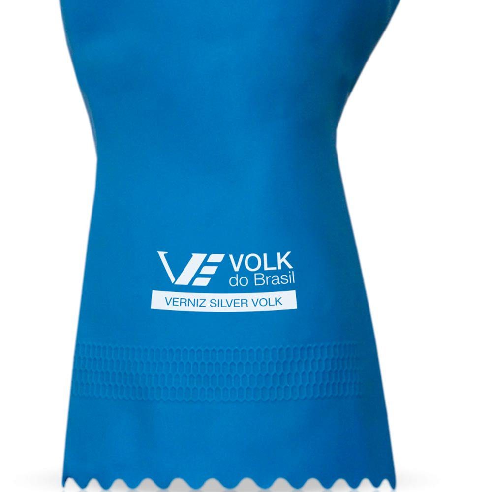 Luva de Látex Azul com Forro Verniz Silver - Volk - Imagem 3
