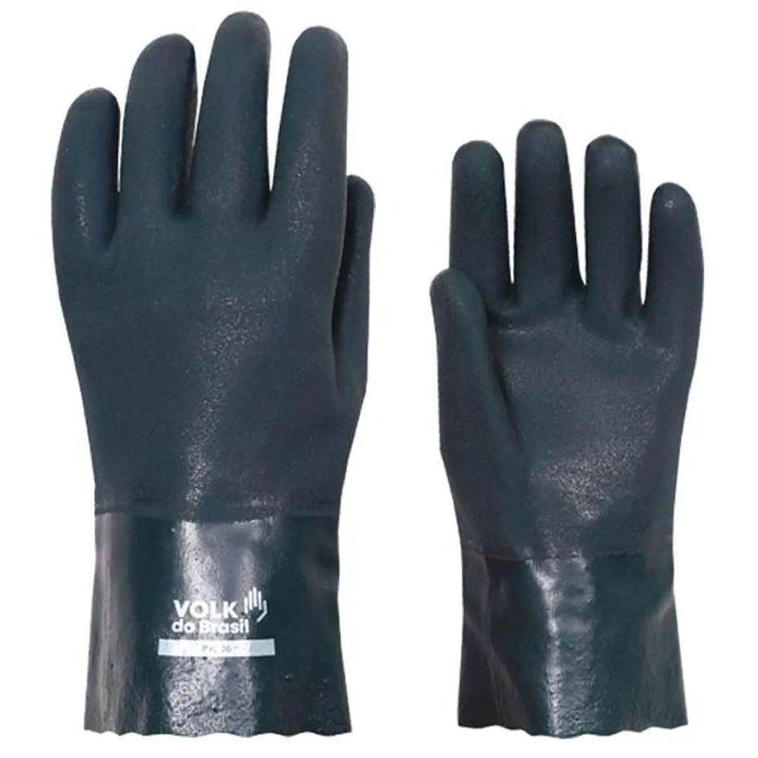 Luva de PVC 26 cm Verde Palma Áspera Forrada - Volk