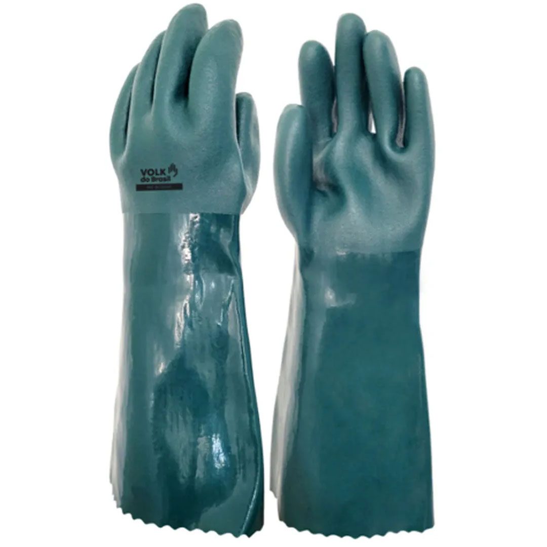 Luva de PVC Smart 36 cm Verde Palma Áspera Forrada - Volk