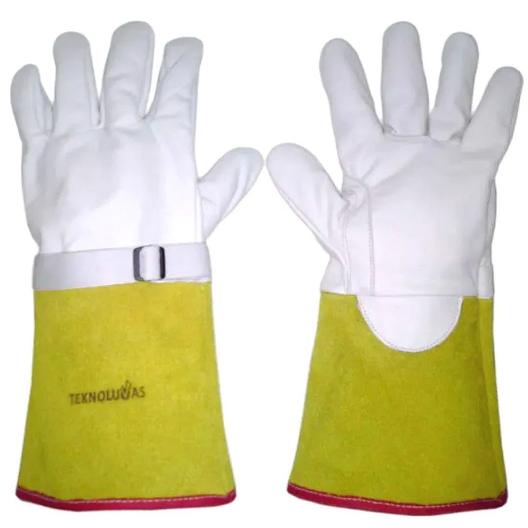 Luva de Vaqueta para Cobertura com Punho em Raspa Amarela Top 15 cm - Teknoluvas