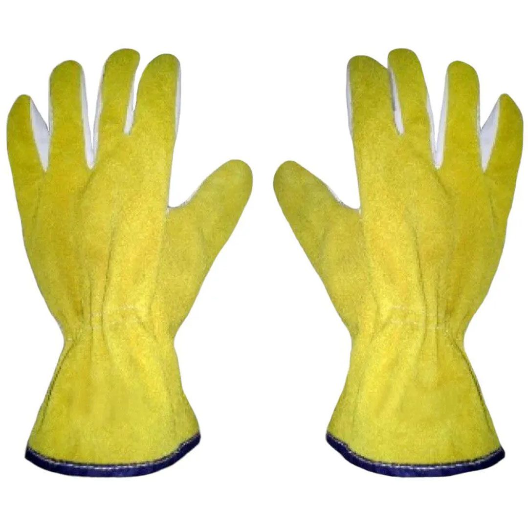 Luva de Vaqueta Petroleira Mista com Raspa Amarela - Teknoluvas