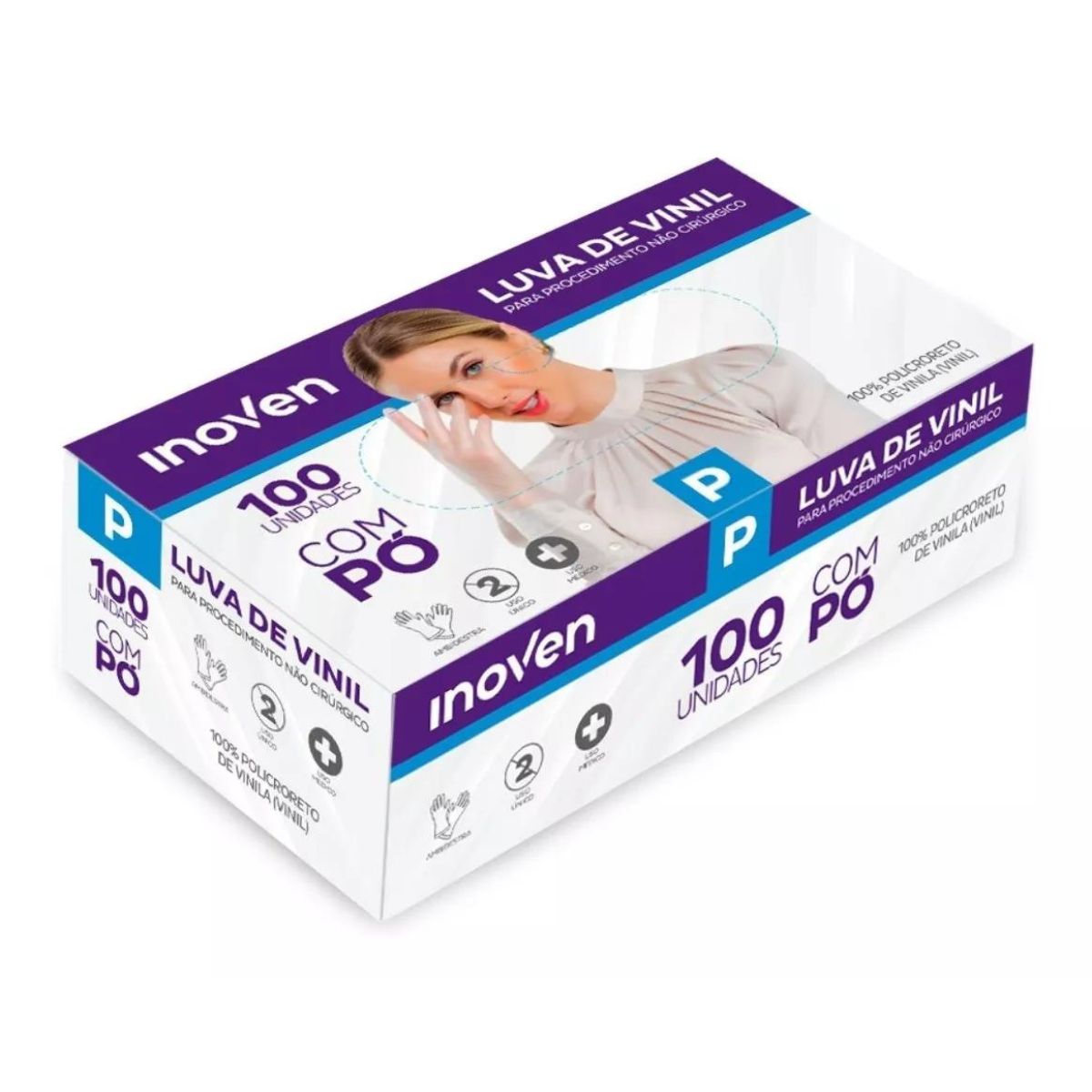 Luva de VInil transparente cx. c/100 UNID. c/ Pó - INOVEN - Imagem 2