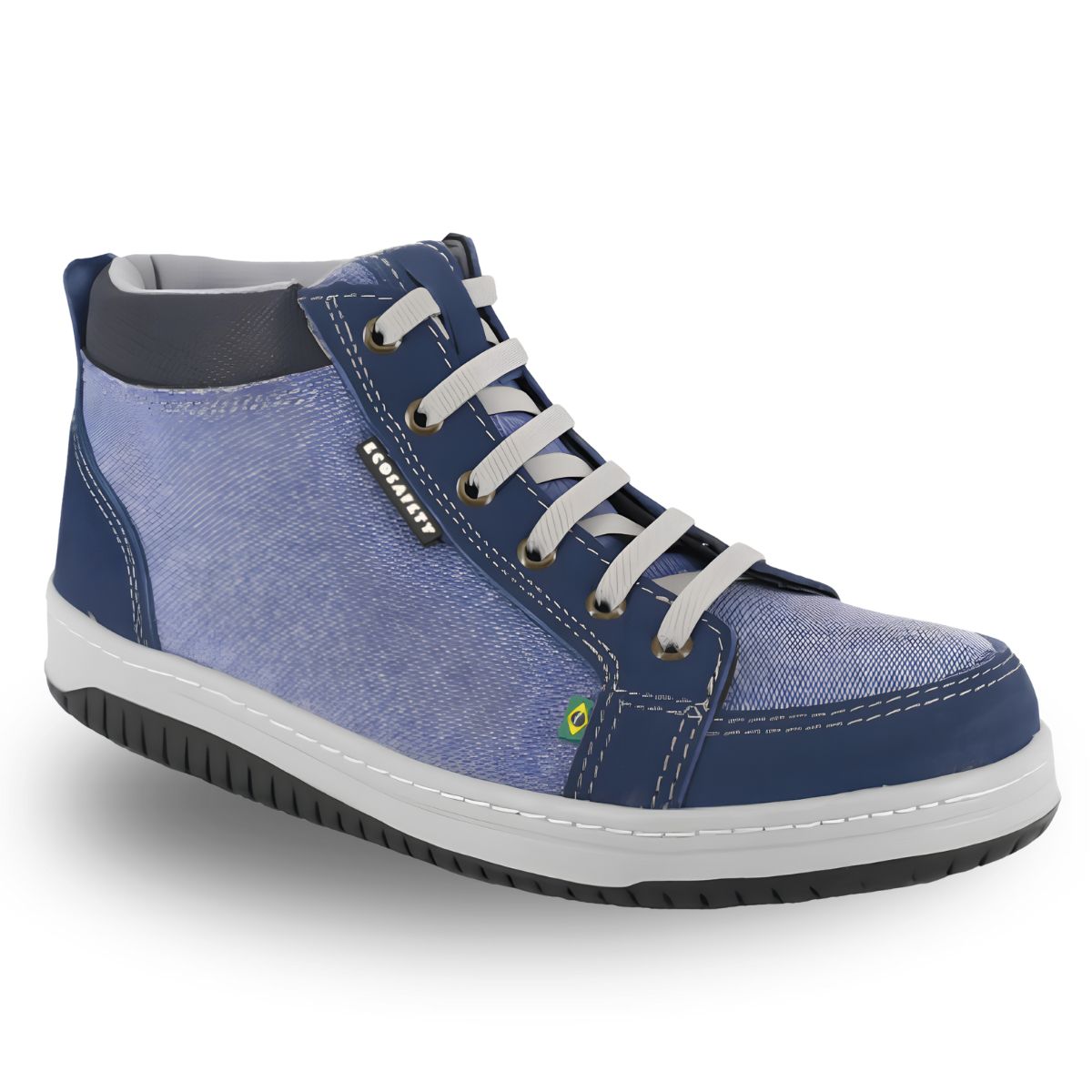 Tênis de Segurança com Cadarço Elástico Bico de PVC UB390AP Jeans Azul - Imagem 2