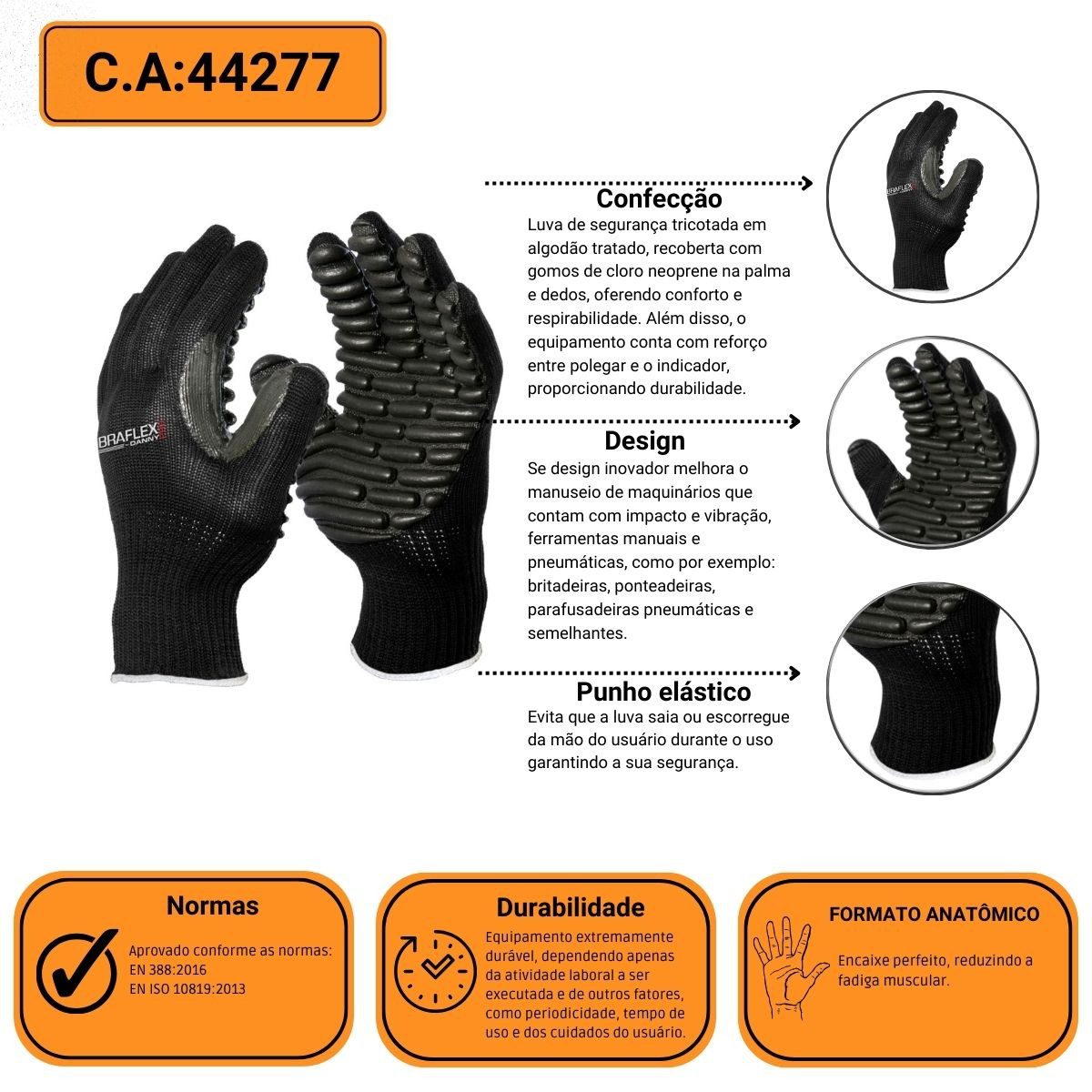 Luva Antivibração Vibraflex Pro - Danny - Imagem 2