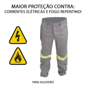 Calça Antichamas para Eletricista NR10 Cinza Mr Safety CA 45375