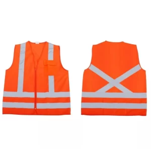 Colete de Sinalização Laranja Fluorescente com Faixas Refletivas Com 1 Bolso e Zíper - DANNY/VICSA